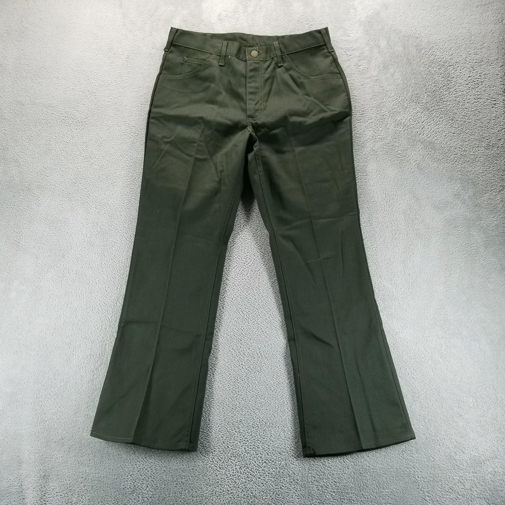 VTG Lee Pants Mens 34x30 Green Bootcut Talon Zip Made in USA 80s 200-1033